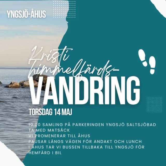 Vandring på Kristi himmelfärdsdagen – en fin tradition. Vi träffas och vandrar in till Åhus tillsammans.